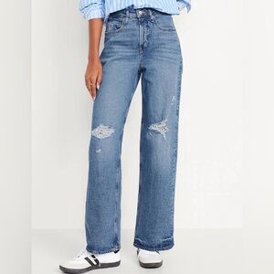 2 /$25👖 Old Navy Sky-Hi Wide Leg Distressed | Sz 16 or 33